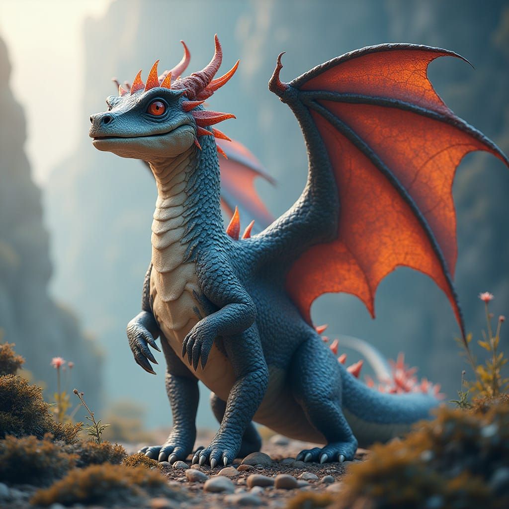 Epic 3D Dragon in Dreamlike Fantasy Environment