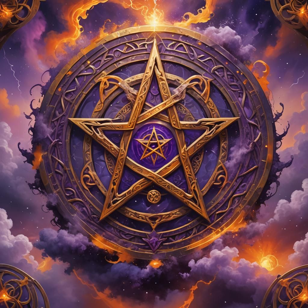 Mystical Pentagram Portal in Fantasy Oil Painting