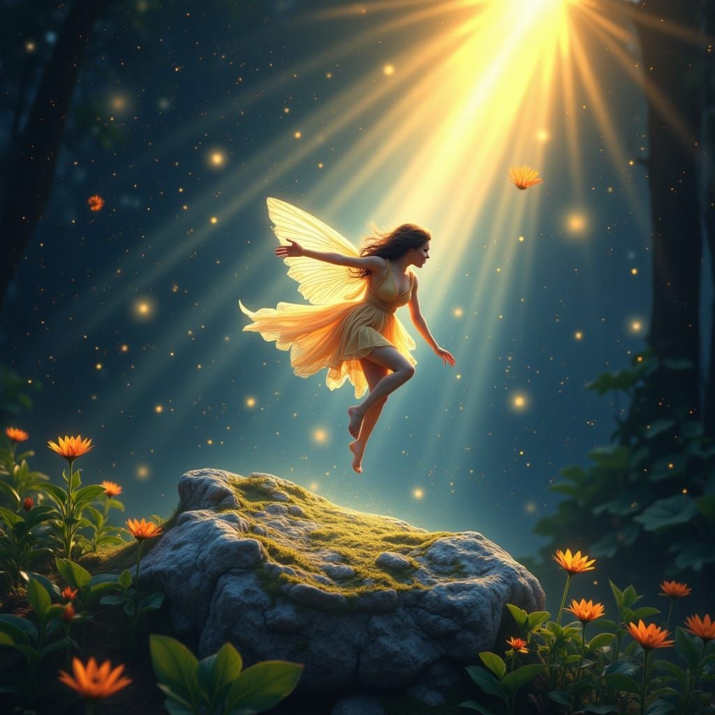 Sun Fairies Protecting Earth in Tarot Style