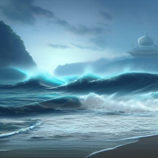 High Waves at Cox's Bazar: Detailed Matte Painting