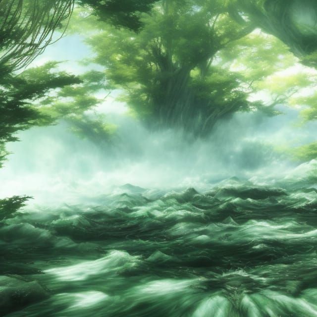 Reverse Marsh Torrent in Ghibli Animation Style