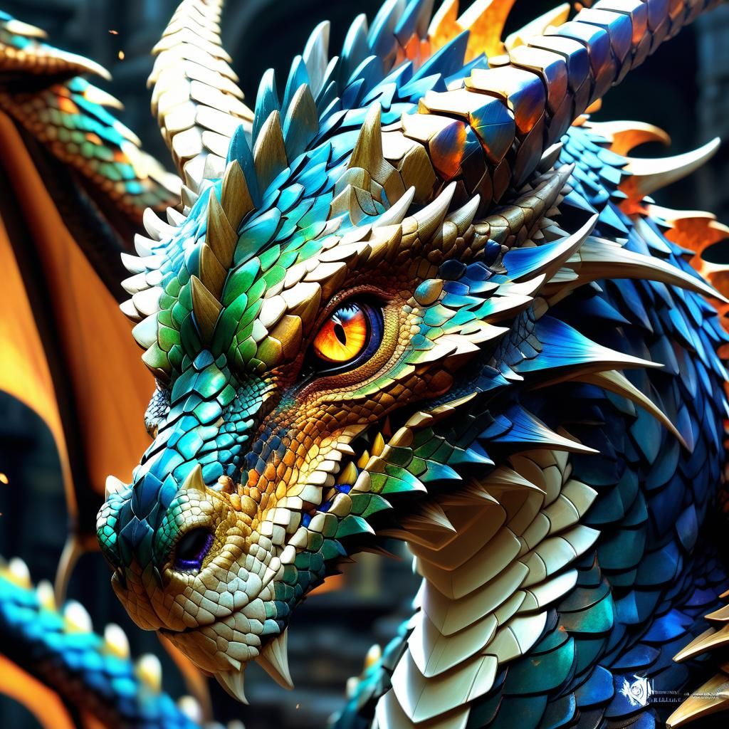 Anime Portrait of a Multichromatic Wyvern