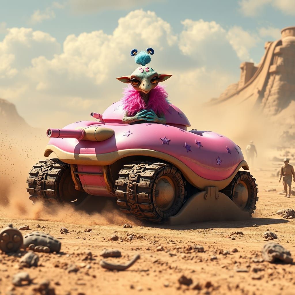 Chibi Giraffe Alien Races Donut Tank in Wasteland