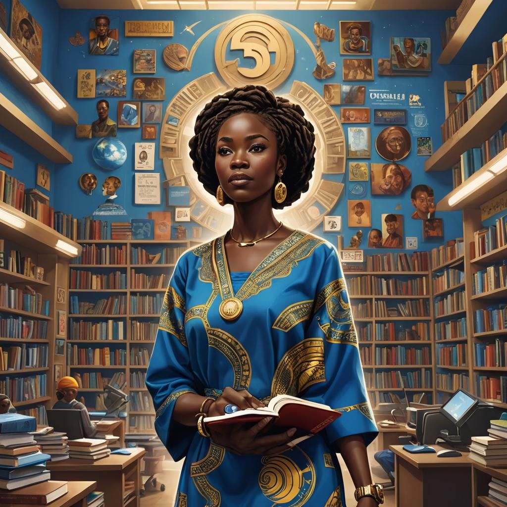 Nigerian Teacher and 5D Educational Logo: Concept Art