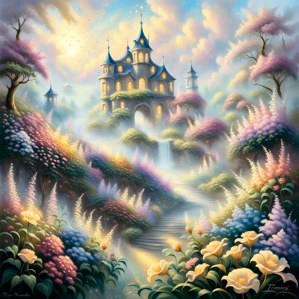 Ethereal Number 77 in Golden Light