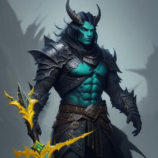 Dragonborn Barbarian with Hammer in Palette Knife Style