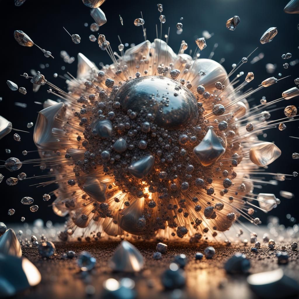 Hyperrealistic Atom Explosion in Crystal Shell
