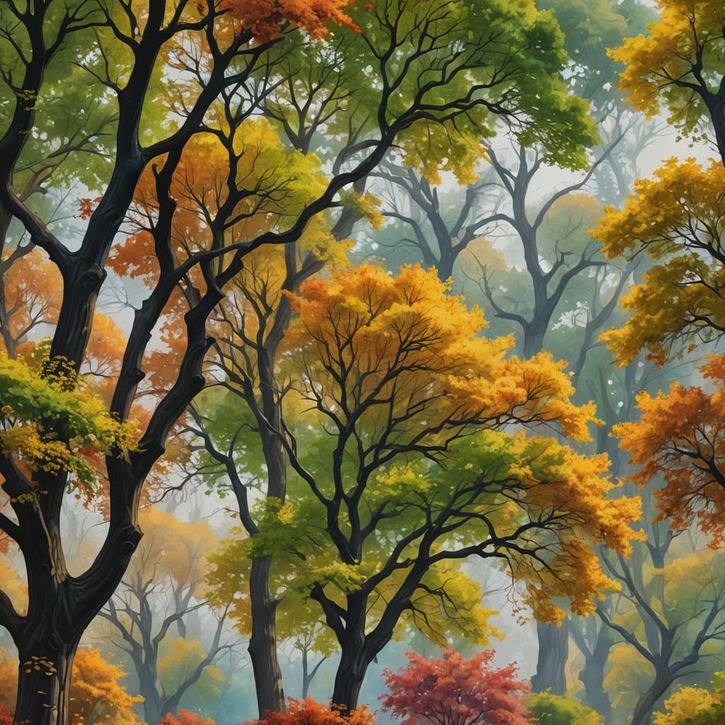 Autumn Chinar Trees in Nishat Garden: Hyperrealistic Splash ...