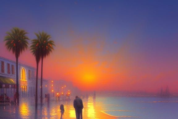 Venice Beach Sunset in Ethereal Style