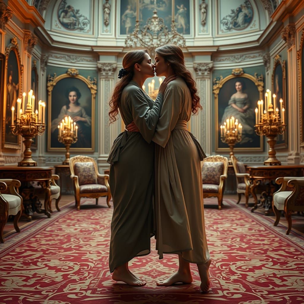 Elegant 18th-Century Palace Encounter in Rococo Style