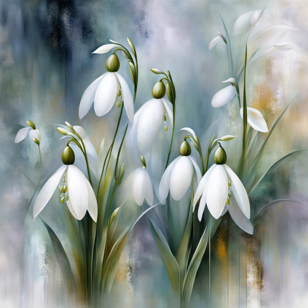 Abstract Snowdrops with Complex Textures