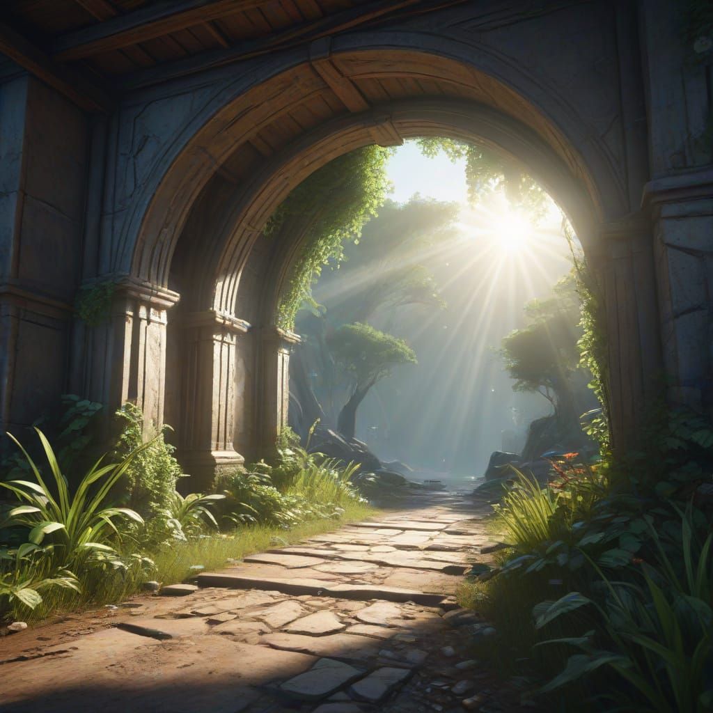 Cryengine Portals with Sunshine Rays: Digital Art