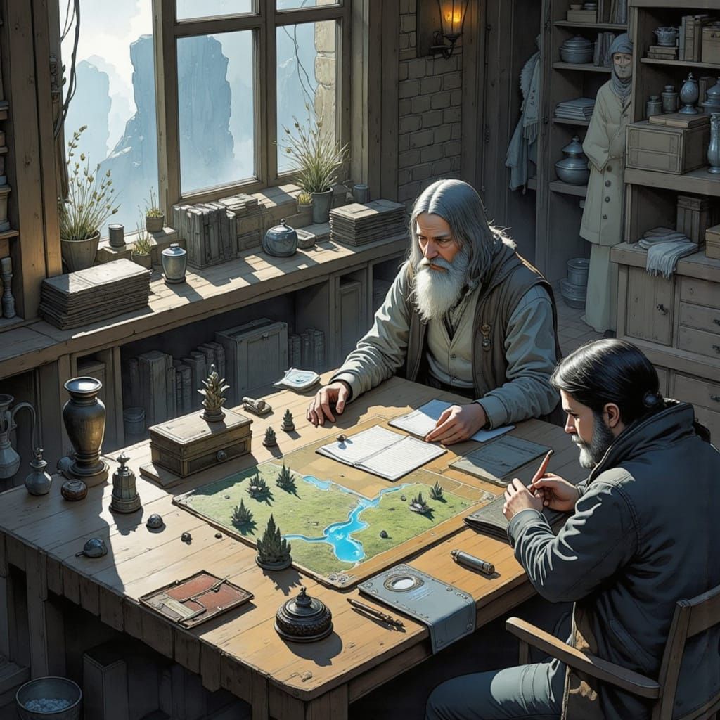 <lora:Nivis:1.0> fantasy scene ::  Isometric fantasy tableto...