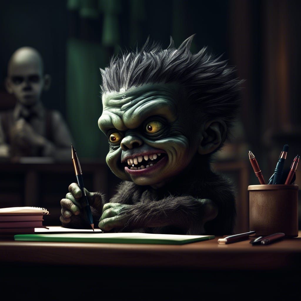 Evil Baby Frankenstein Monster in Noir Art Style