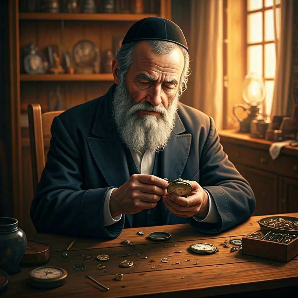 Traditional Jewish Watchmaker in Eastern European Attire