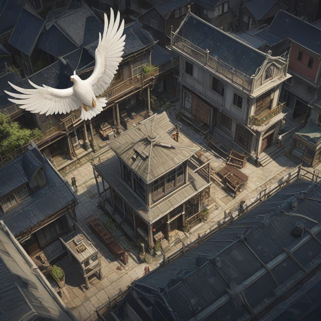 Anime Style Bird's Eye View Composition