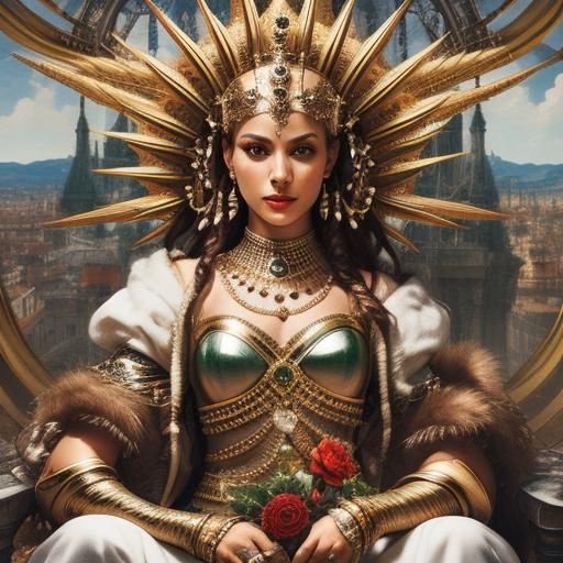 Psychedelic Grass Sphinx in Surreal CGI Style