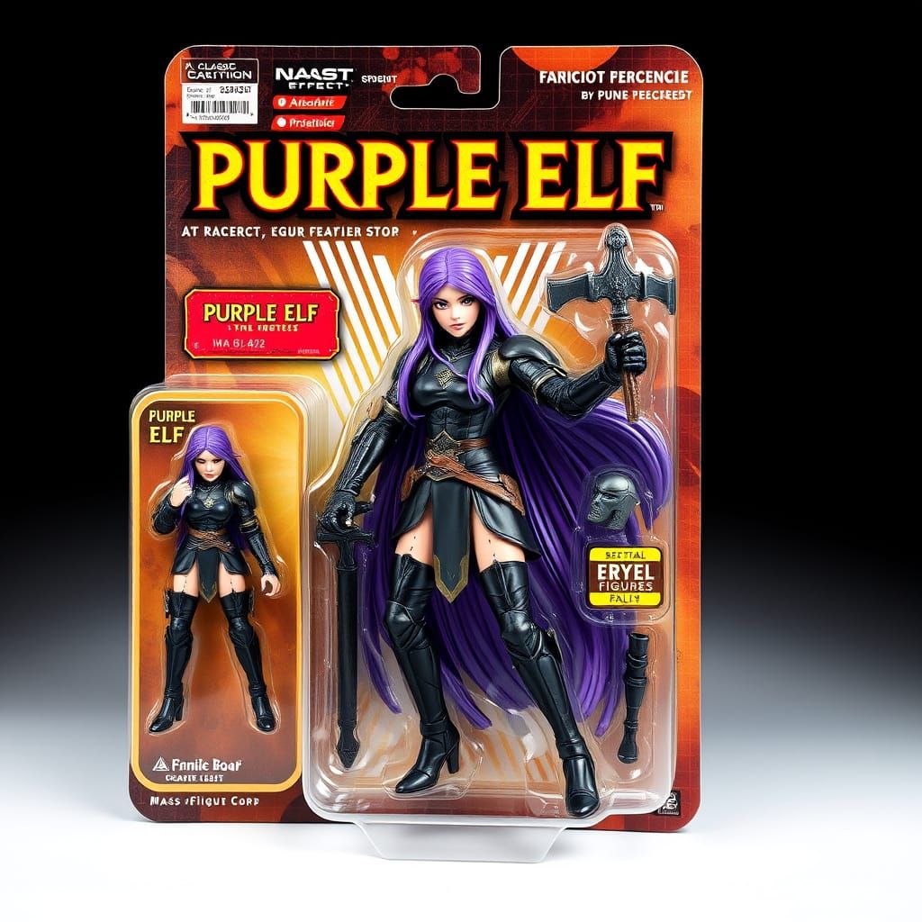 Epic Purple Elf Action Figure in Modern Blister Packaging