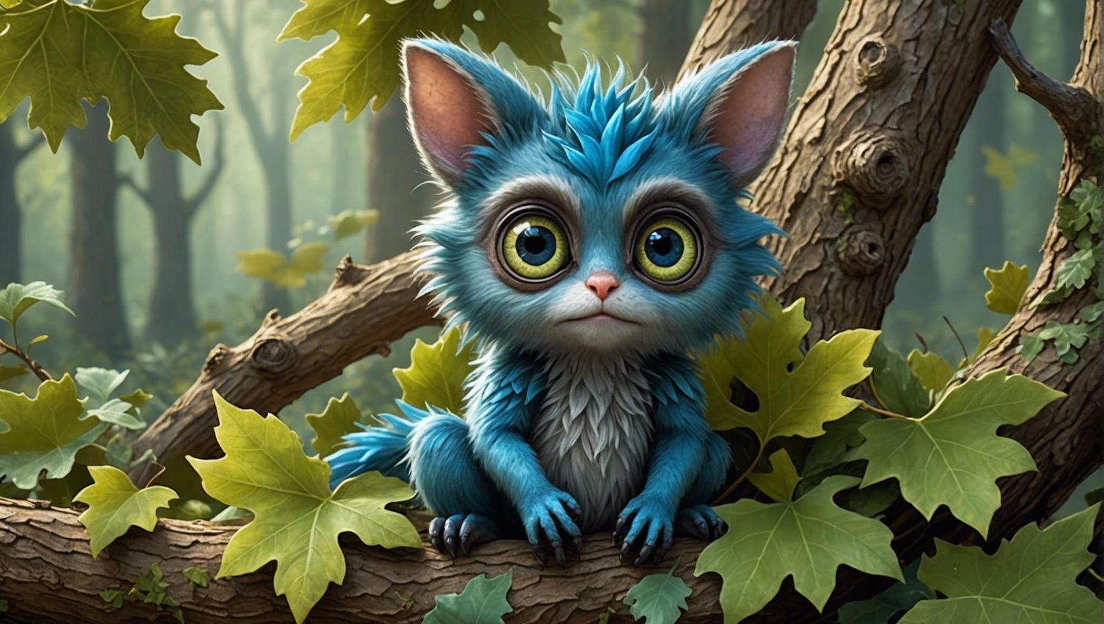 Adorable Furry Creature in Overgrown Forest