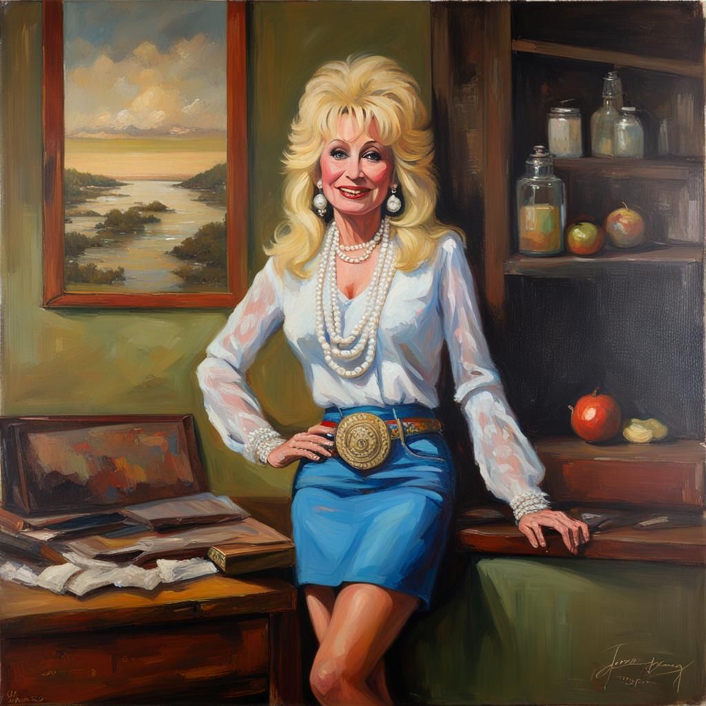Portrait of Woman in Pearls, Oil Painting