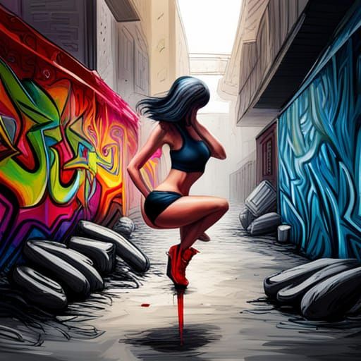 Colorful Graffiti Art: Twerk Dance in Spray Paint