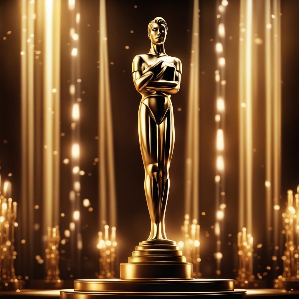 Golden Statuette in Dramatic Cinematic Lighting