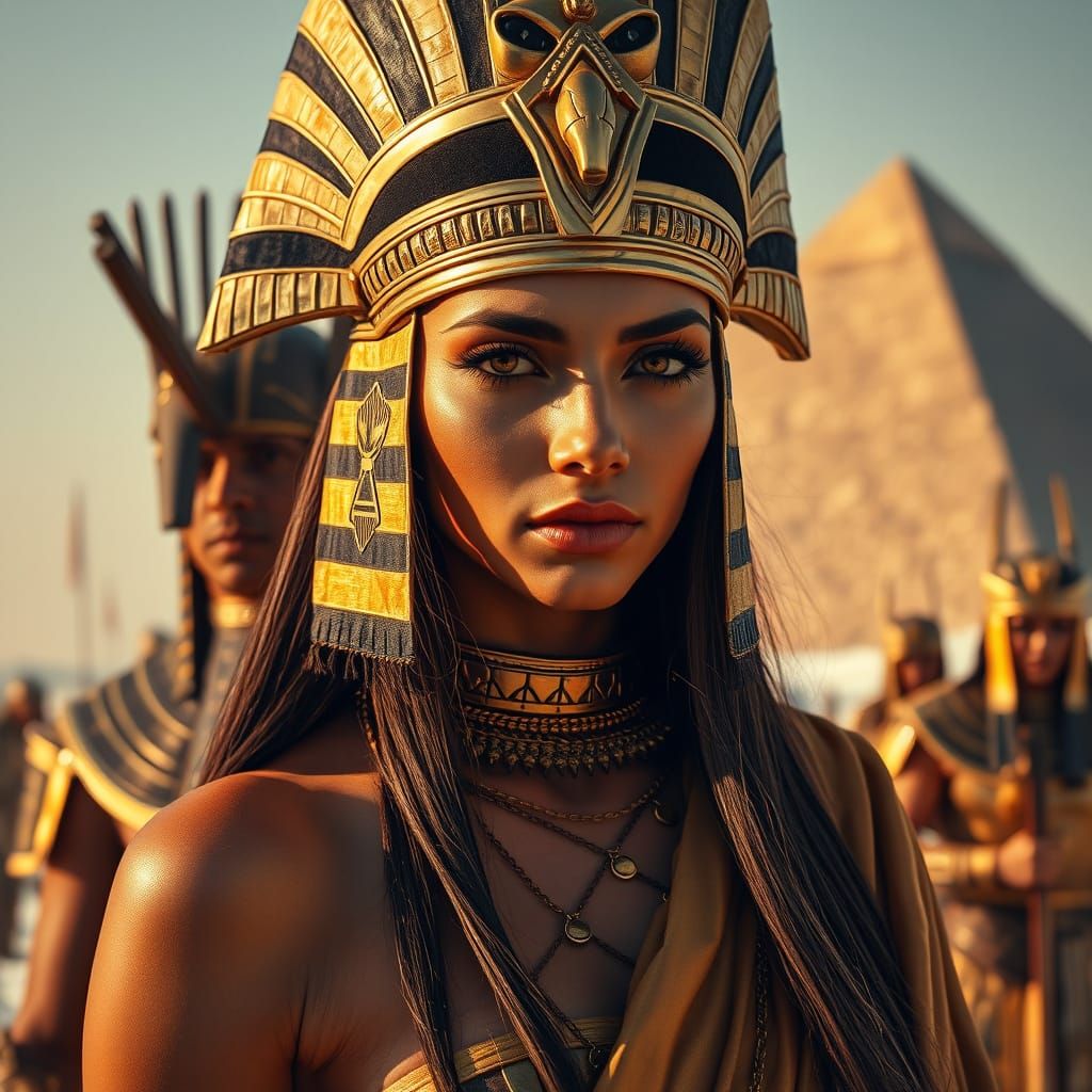 Egyptian Queen and Military in Frozen City