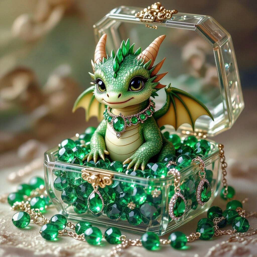 Emerald Dragon Art Nouveau Style