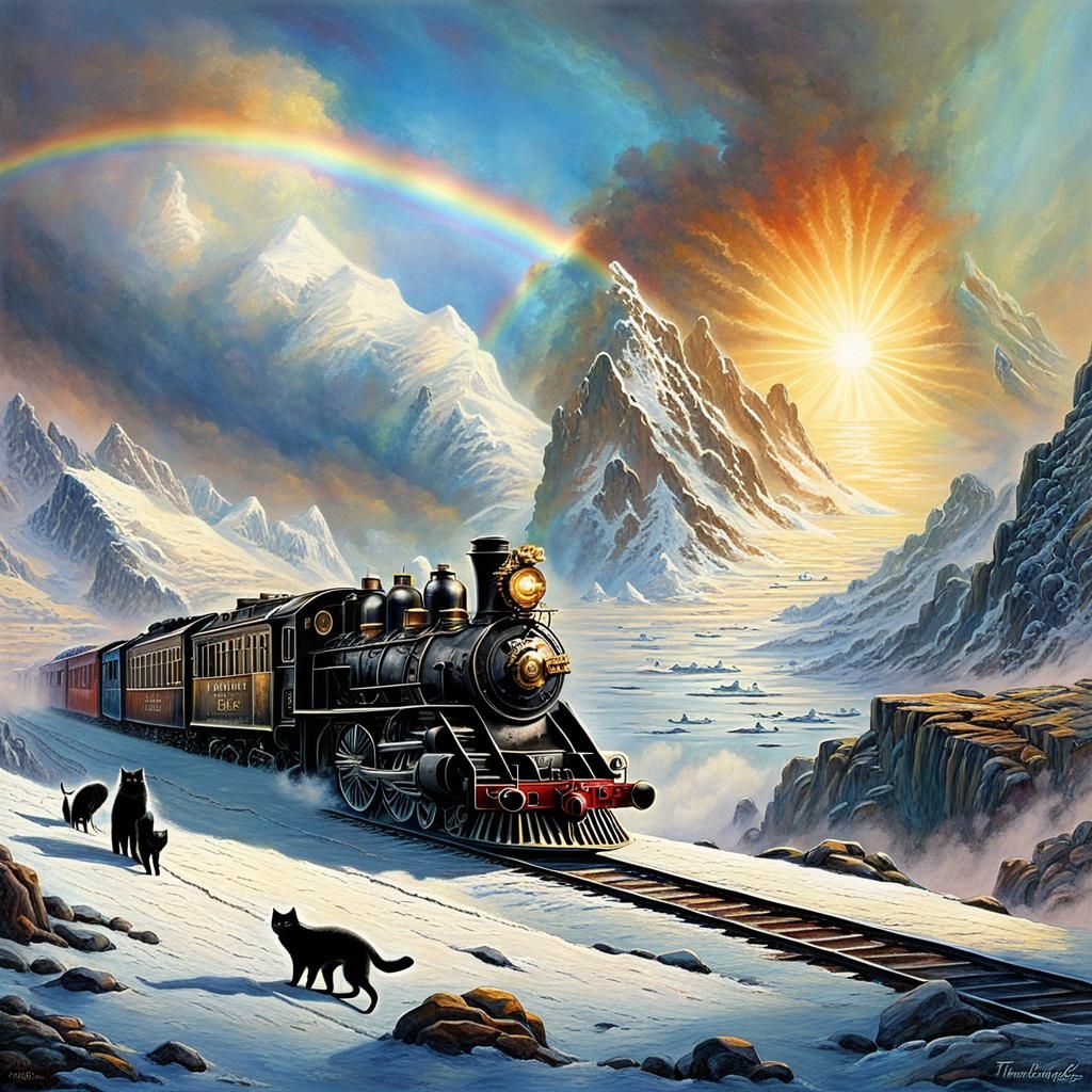 Steampunk Old West Antarctic Train Fantasy