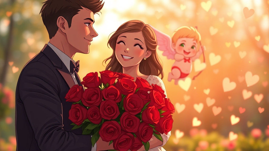 Romantic Anime Moment in Vibrant Style