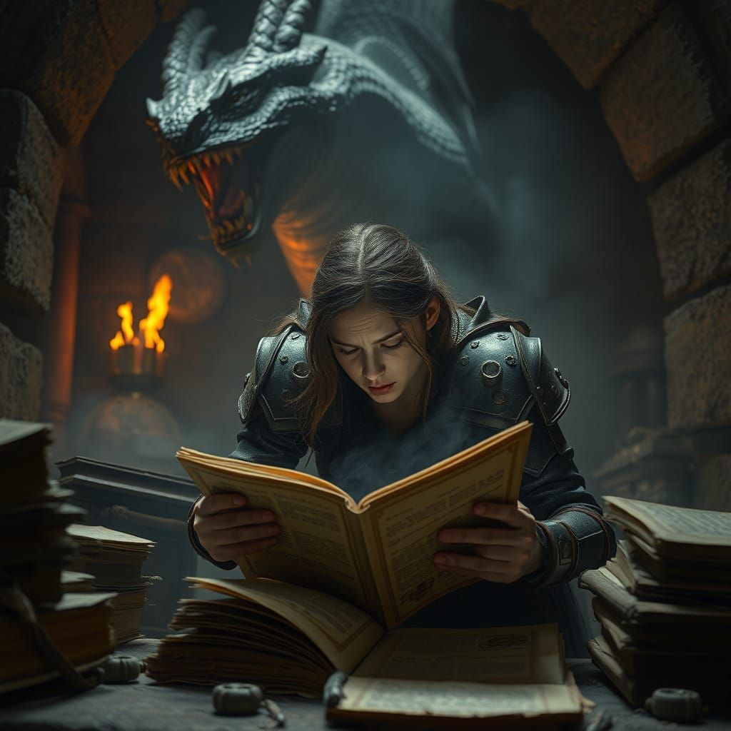 Woman Searches Ancient Texts as Dragon Approaches