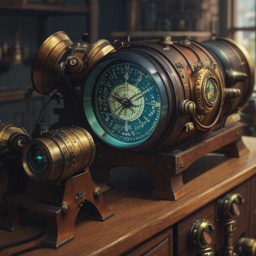 Steampunk Goggles with Brass Lenses in Soft Lighting