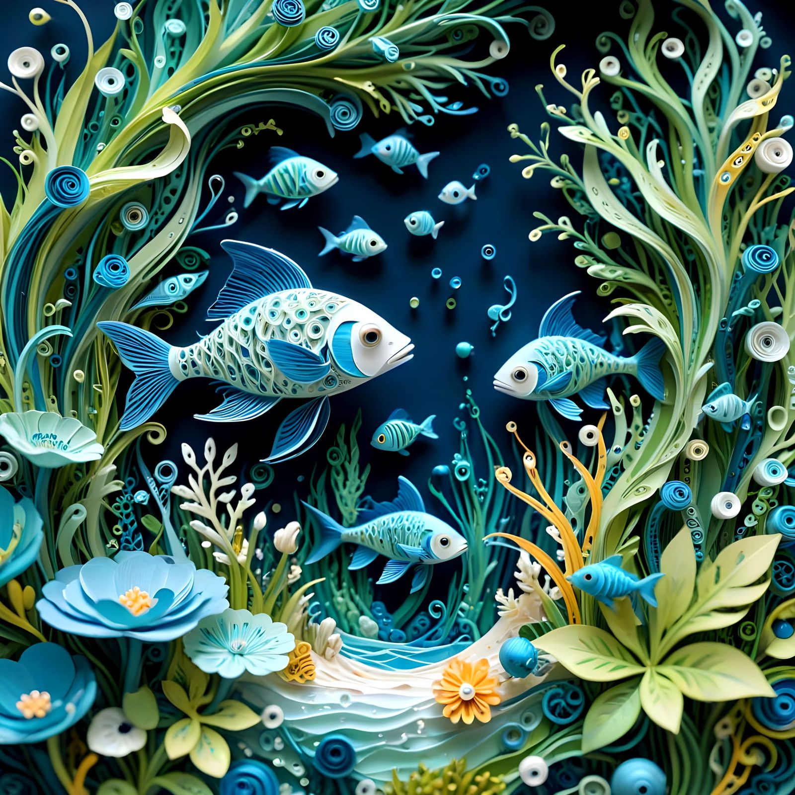 Intricate Underwater World in Paper Quilling Art