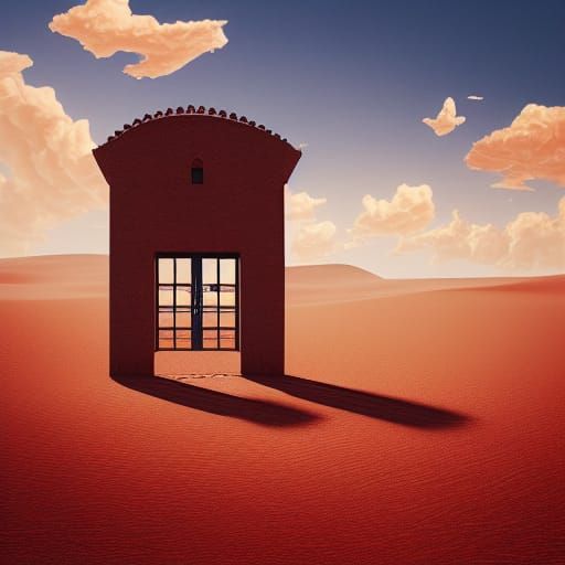 Red Door in Desert: Dramatic Digital Matte Painting