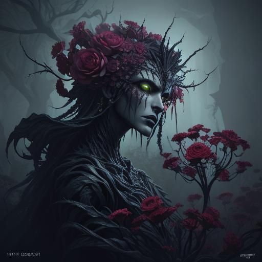 Towering Carnivorous Flower Creature in Fantasy Art Style