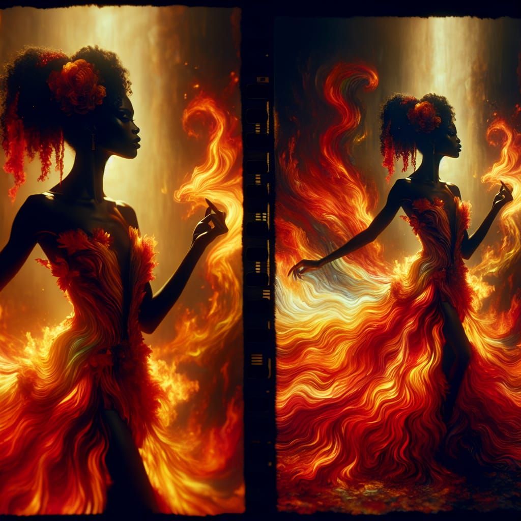 Woman in Dress of Fire, Impressionist Style