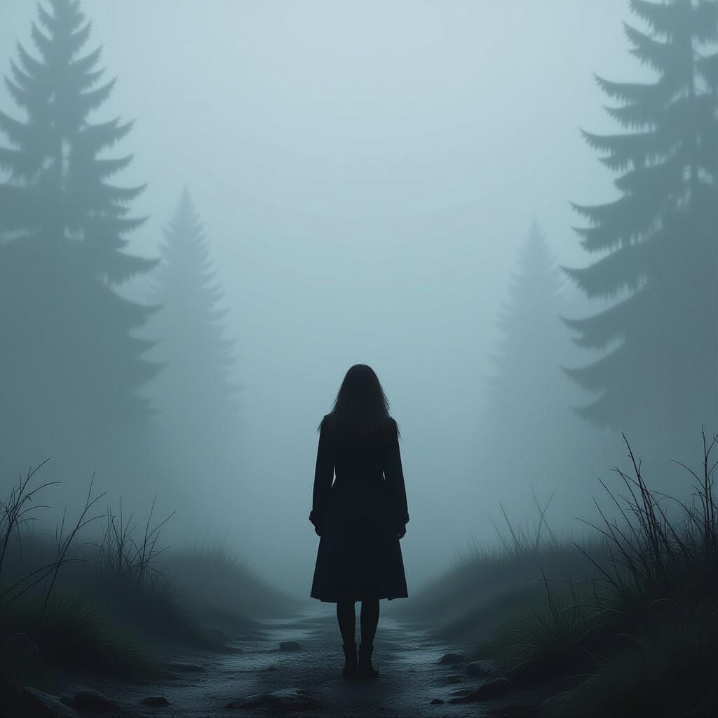 Woman in Mist: Atmospheric Sci-Fi Art