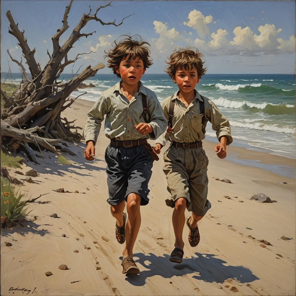 Boy Running: An Oil Painting Inspired by Gurney