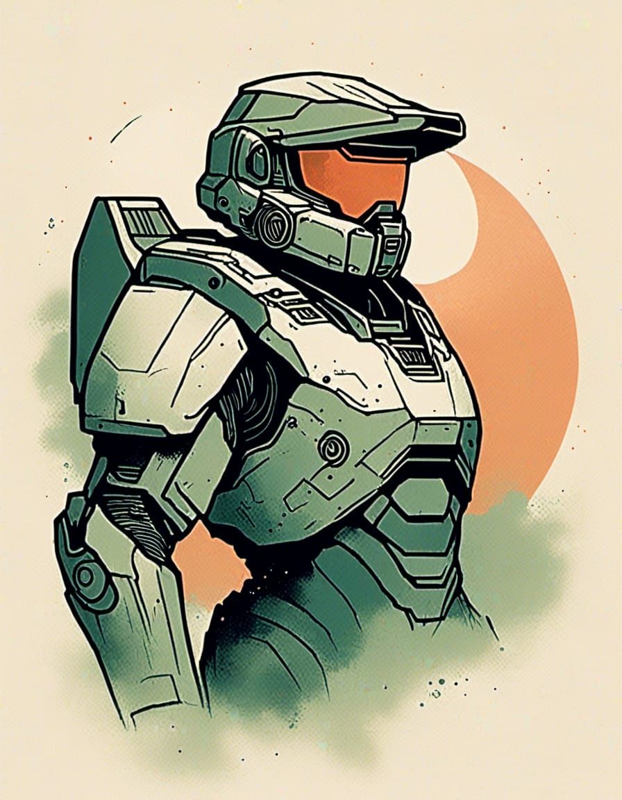 Master Chief in Action: Halo Universe Icon