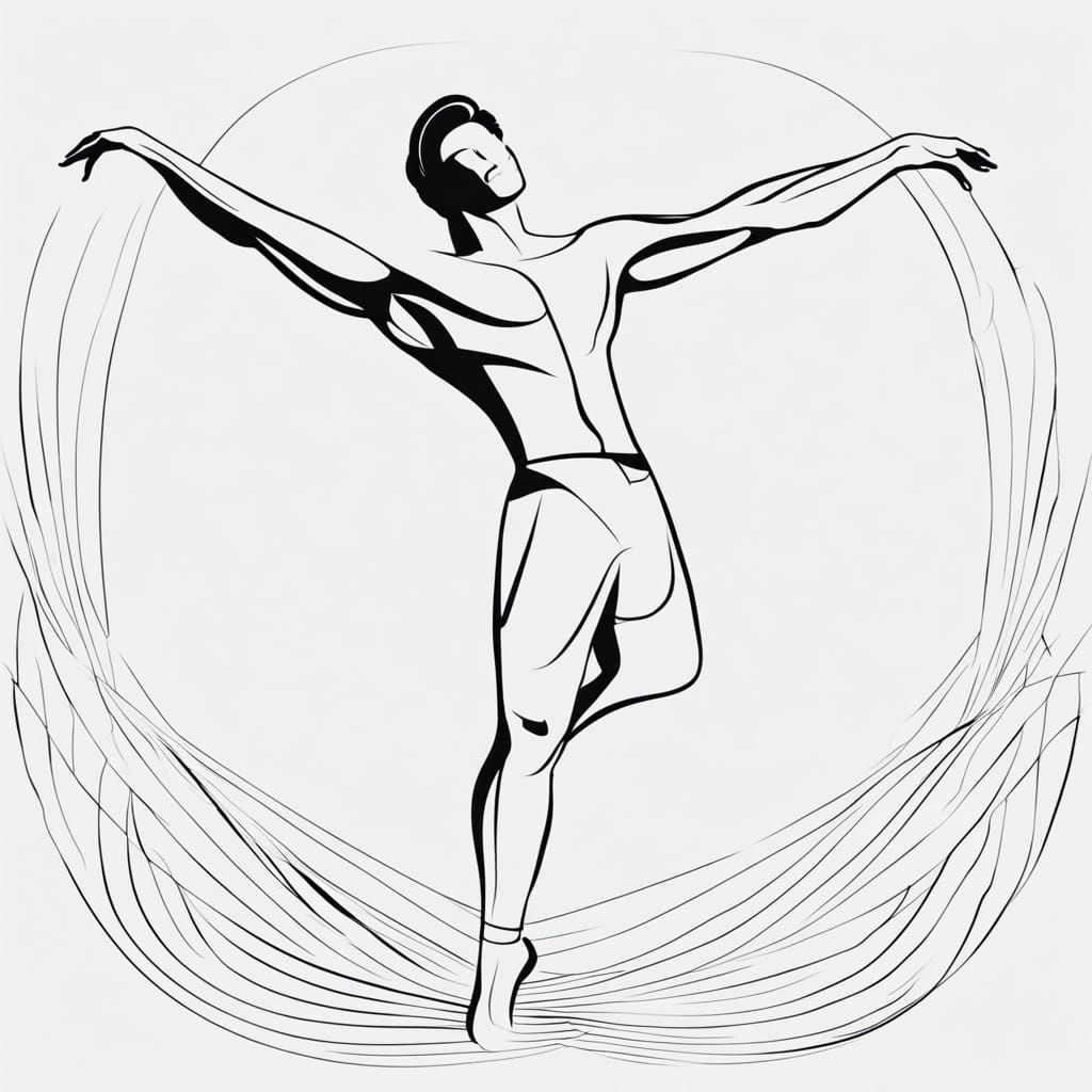Minimal Line Art Of A Male Dancer