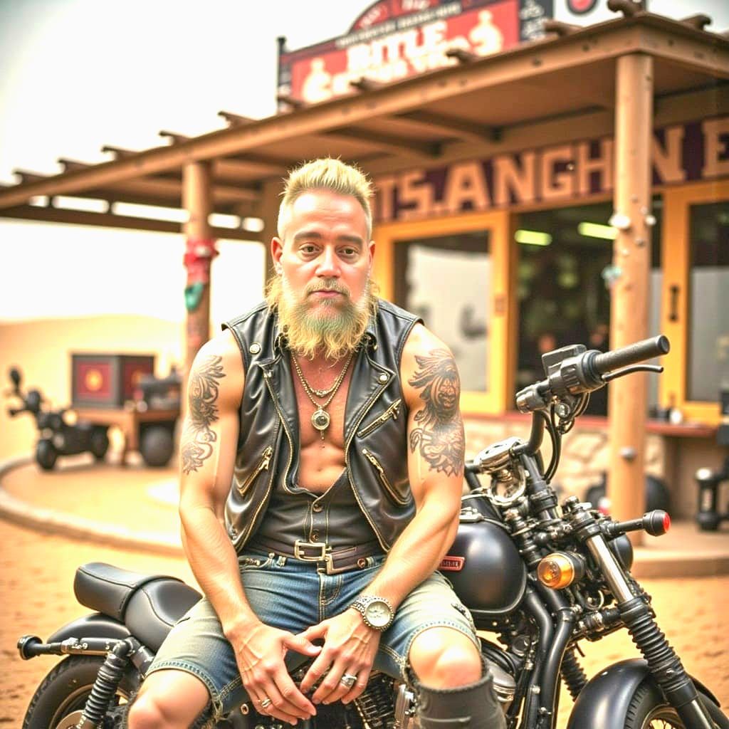 Biker in the Desert Wasteland