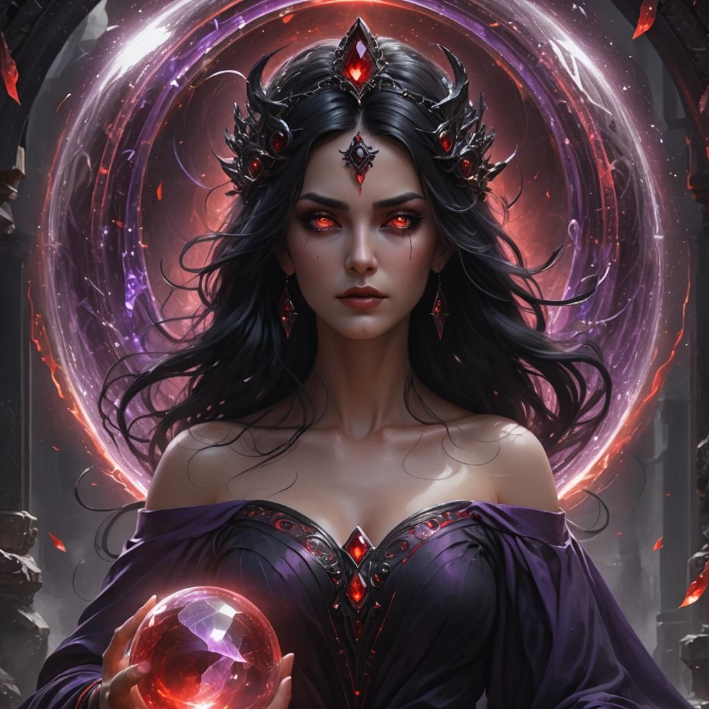 Goddess with Flowing Hair in Crystal Orb