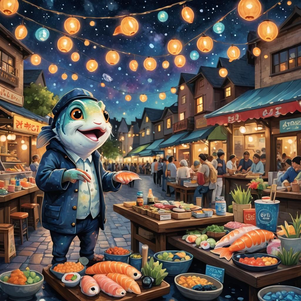 Sully at the fish market