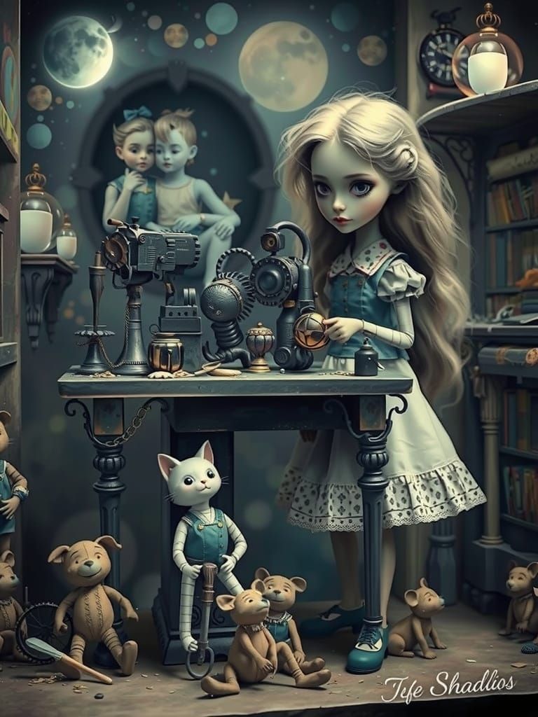 3D psychedelic graphic arts  dark deep shadows melting disto...