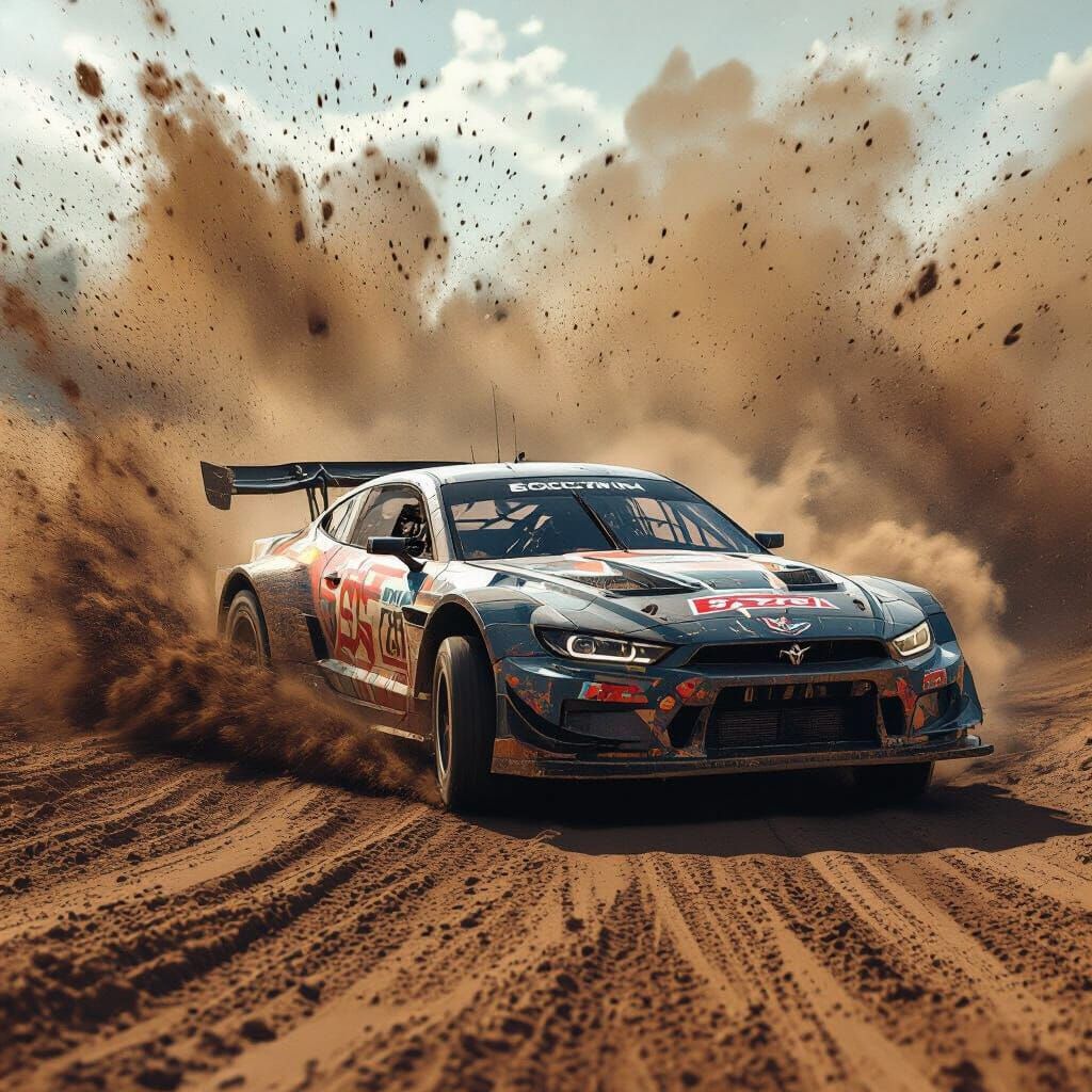 High-Speed Race Car Drifting on Mud Track