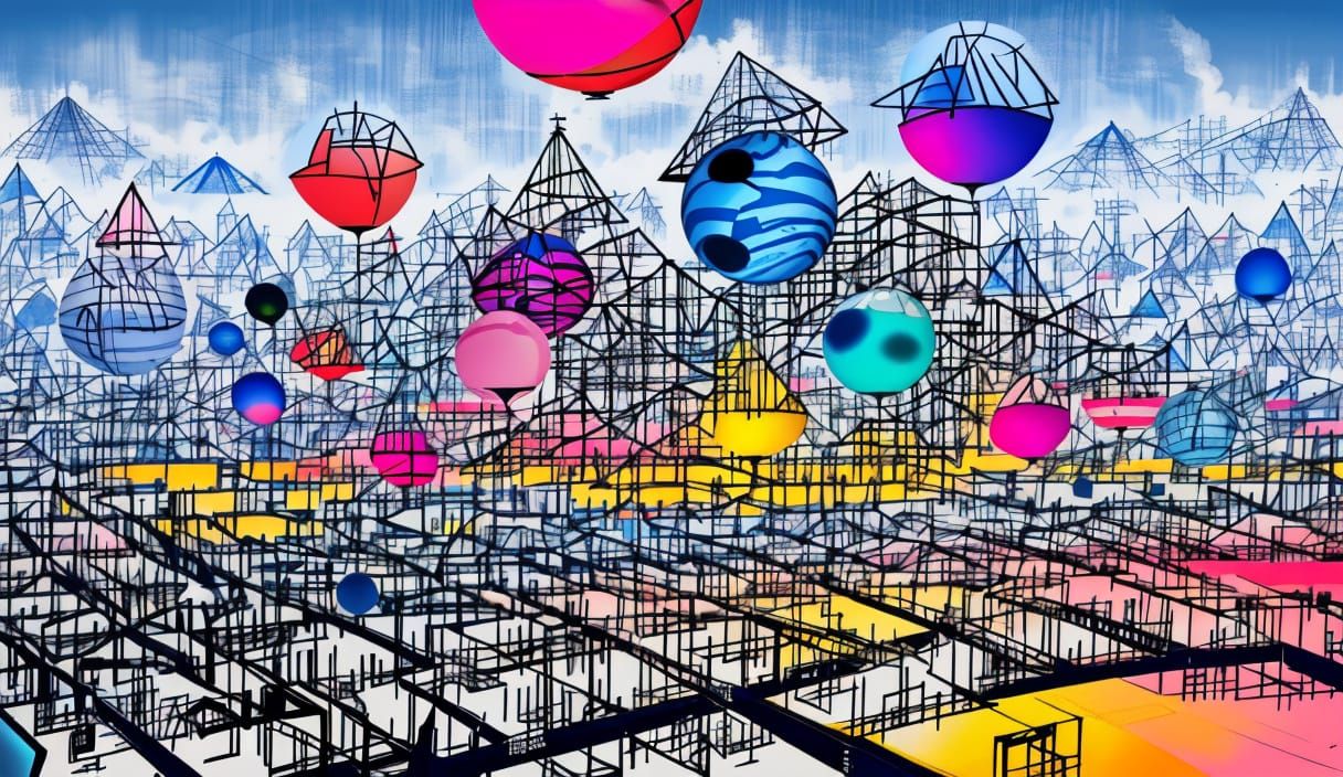 Futuristic City Colorfield Painting in Rothko Style