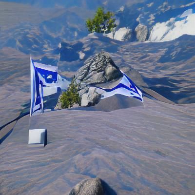 Israeli Flag on Mountain: 8K 3D Render