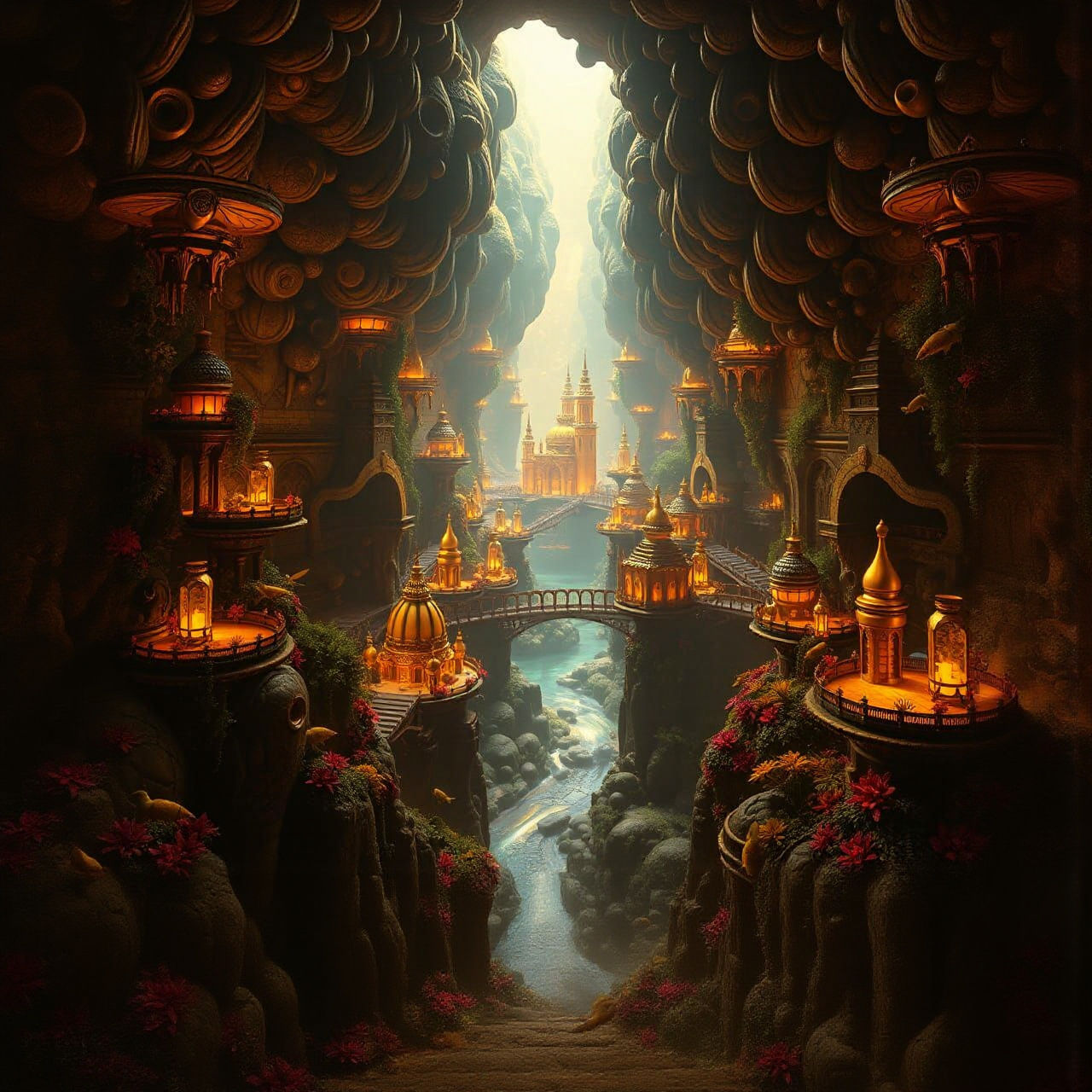 Golden Underground City in a Bee Hive