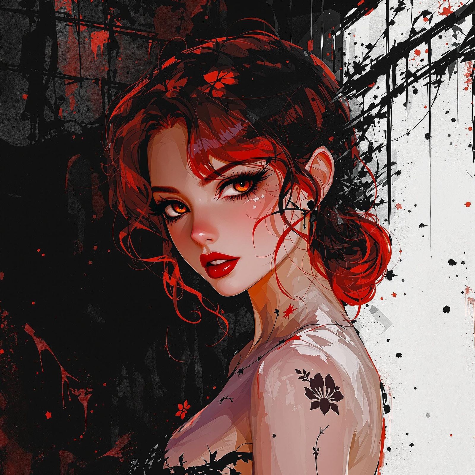 Anime Woman with Red Hair in Digital Art Style