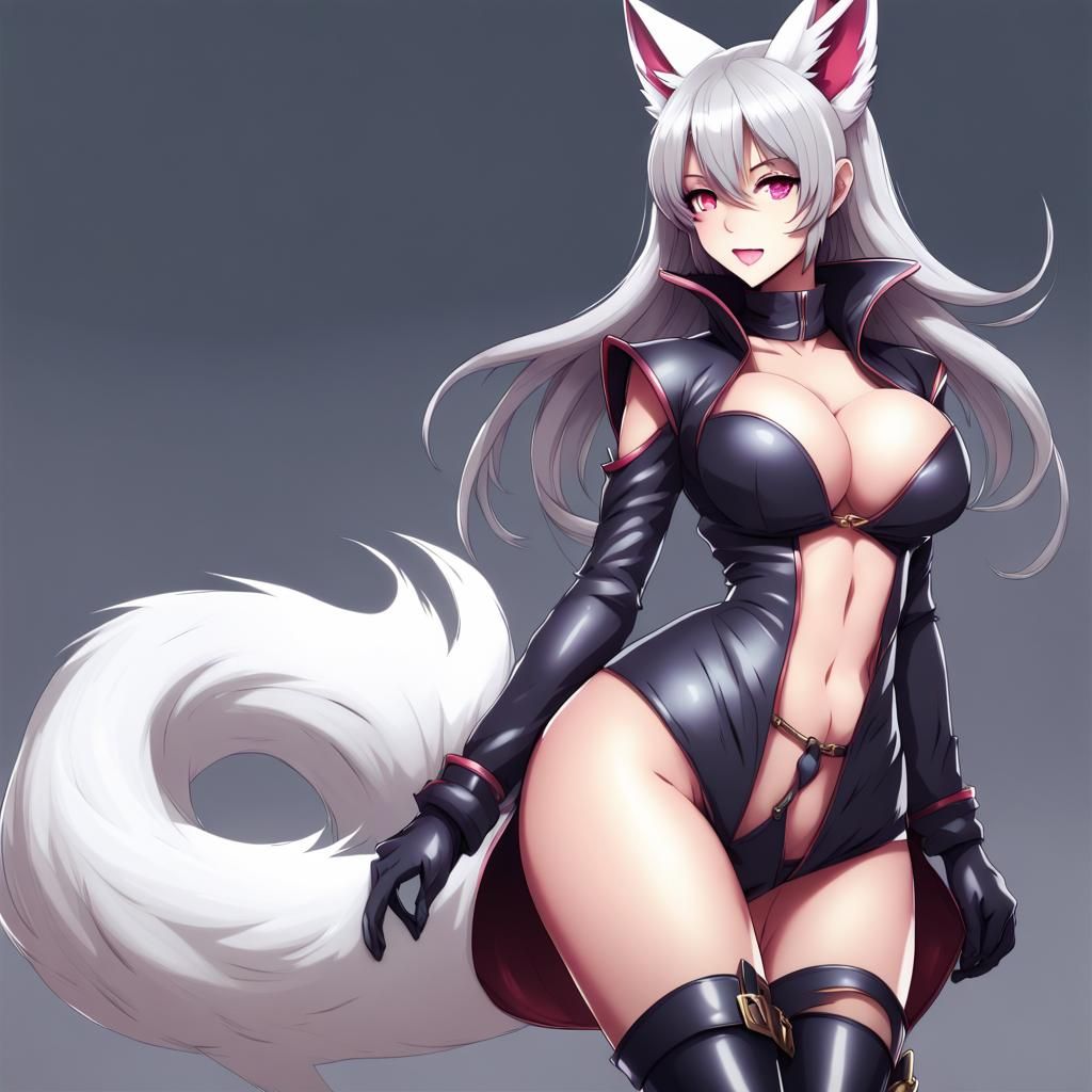 Anime Kitsune Goddess with Curvy Figure